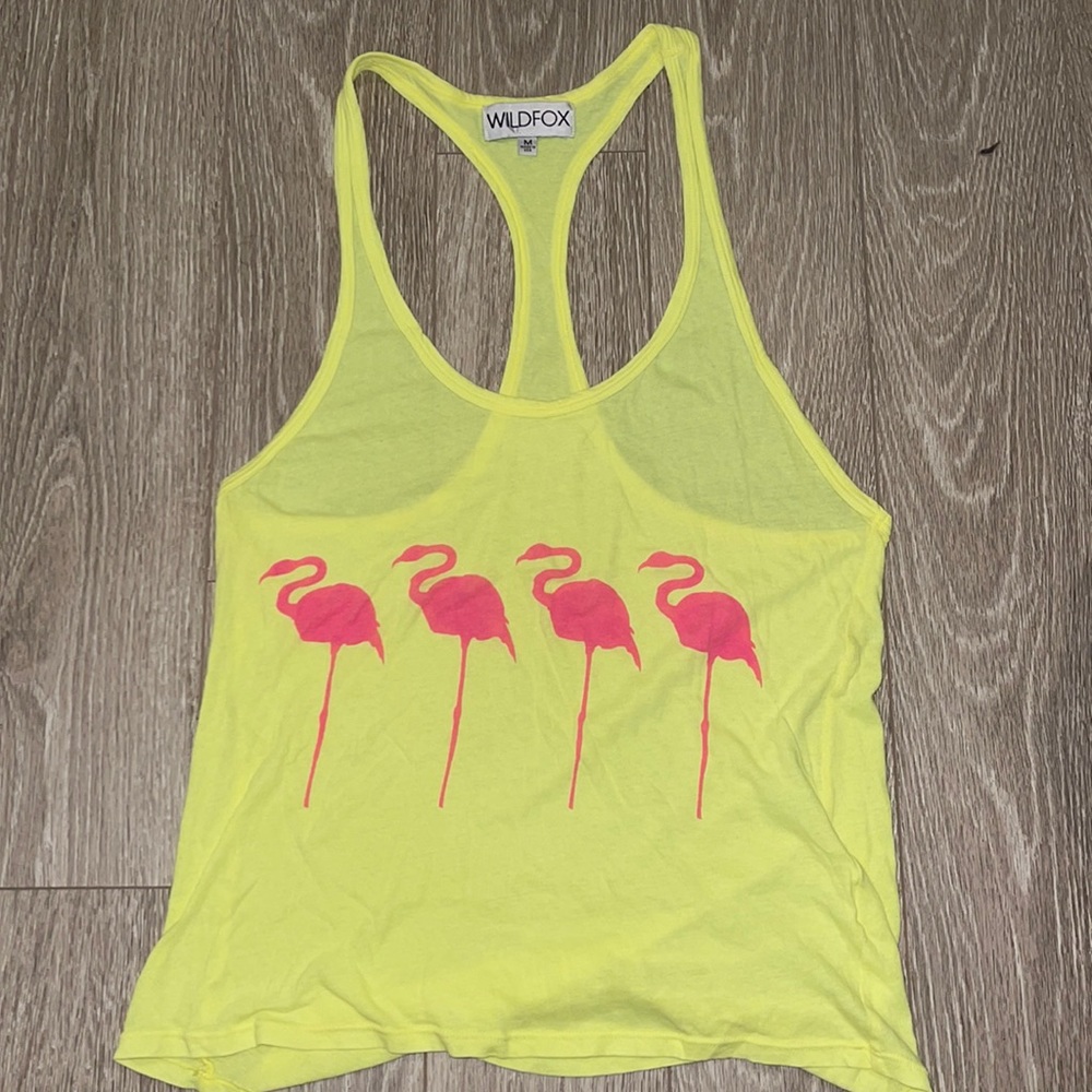 NEVER WORN! NEON YELLOW WILDFOX TANK, SIZE M